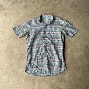 Kardo X Anokhi tribal Blue Short Sleeve Shirt Mens size Small RARE